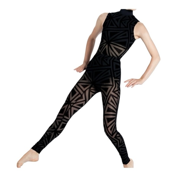 Weissman Black Geometric Dance jumpsuit-  size IC - Picture 1 of 8